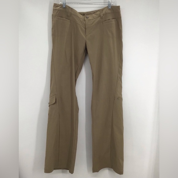 Athleta Women’s Nylon Cargo Pants Hiking Outdoor Casual Khaki Mid-Rise Size 14T - Picture 1 of 10